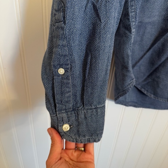 J. Crew Mercantile Blue Button Down Long Sleeve 100% Cotton Short Men’s Medium - Picture 3 of 11